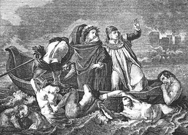 但丁和维吉尔在愤怒的地狱里图片下载