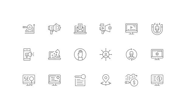 数字营销，分析，营销自动化，电子邮件营销，内容营销图标图片下载