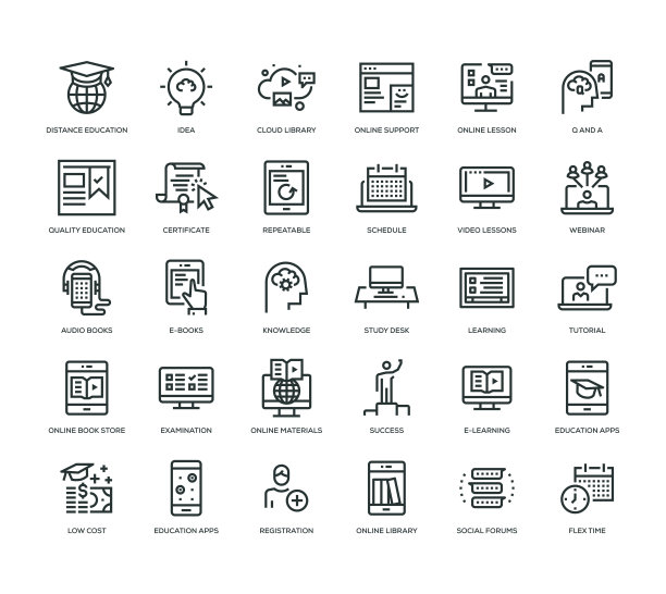 在线教育图标集图片下载