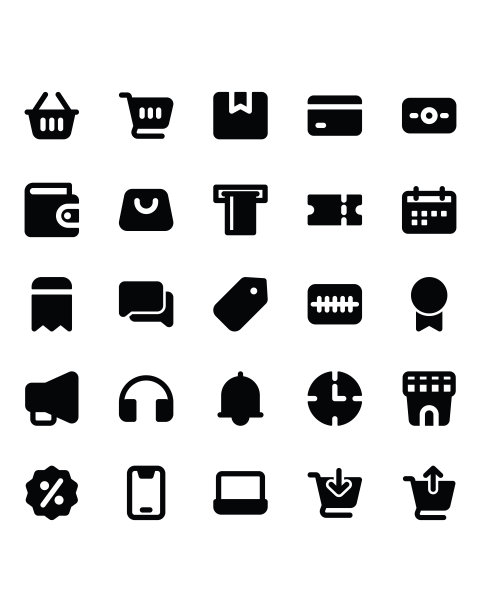 电子商务UI图标图标设置30孤立的白色背景图片下载