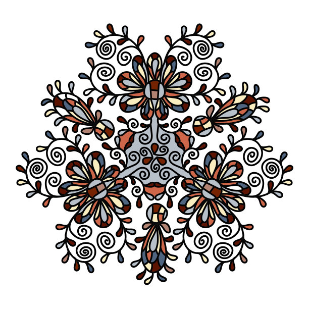 彩色圆形几何装饰。圆曼荼罗着色书页。图片下载