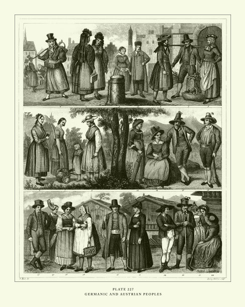 雕刻古董、日耳曼和奥地利民族雕刻古董插图，1851年出版图片下载