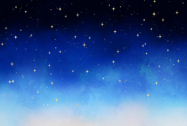 美丽的夜空水彩风格插图图片下载