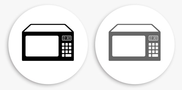 微波黑白圆形图标图片下载