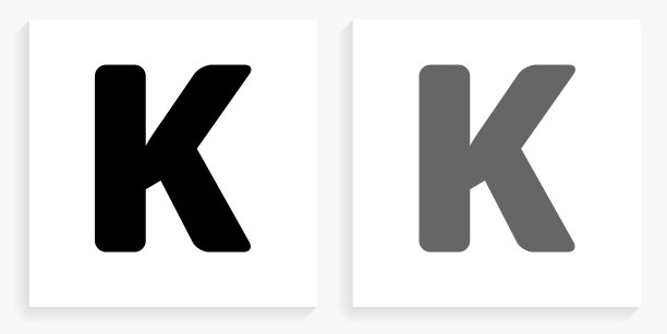 字母K黑白方形图标图片下载