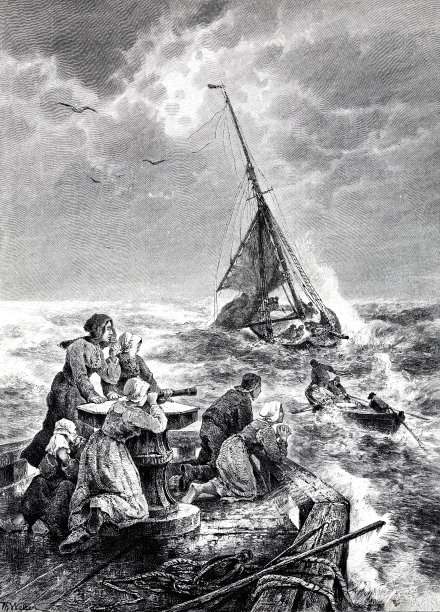 渔船在暴风雨前返回图片下载