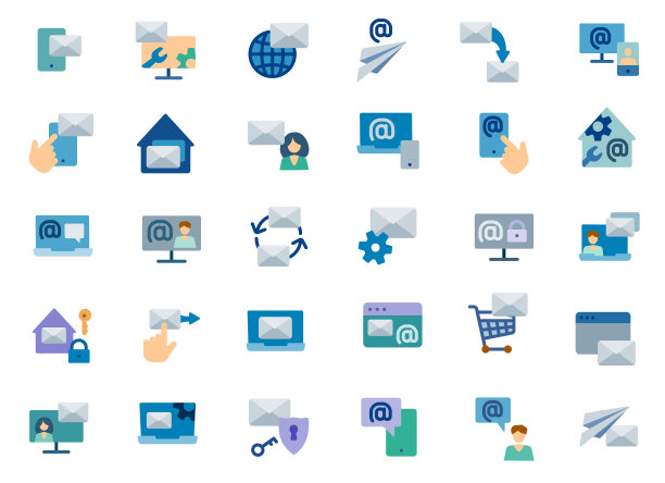 电子邮件服务平面图标图片下载