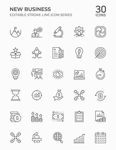 新的商业可编辑笔画线图标图片下载