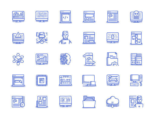 编程手绘线图标集图片下载