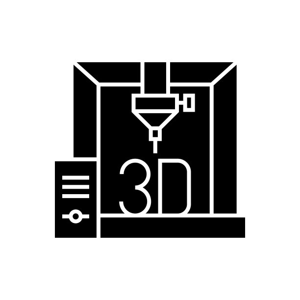 3D打印机图标固体风格。矢量图标设计元素的网页，移动应用程序，UI, UX设计图片下载