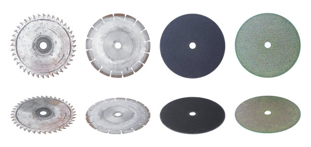 圆盘用于不同用途的磨床，切割圆盘与背景隔离图片下载