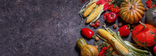 秋天的农业静物与水果和蔬菜。丰收节日的节日概念。平躺，俯视图图片下载