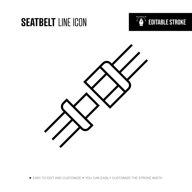 安全带线图标-可编辑的中风图片下载