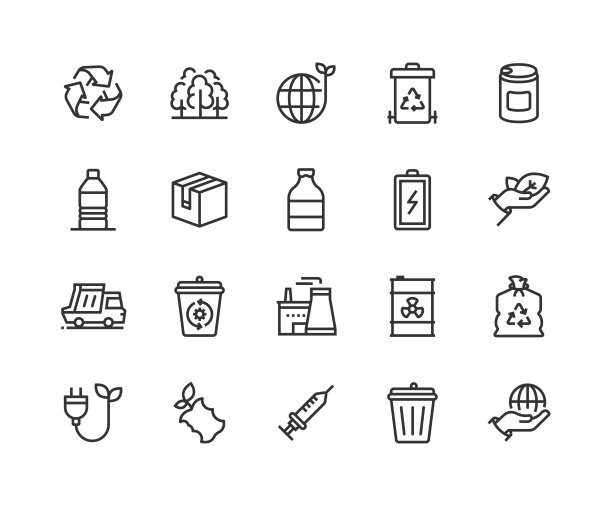 回收，生态，绿色思考，废物，环境图标设计图片下载