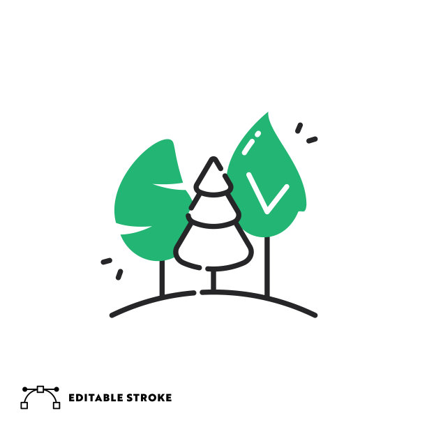 森林平线图标与可编辑的笔触图片下载