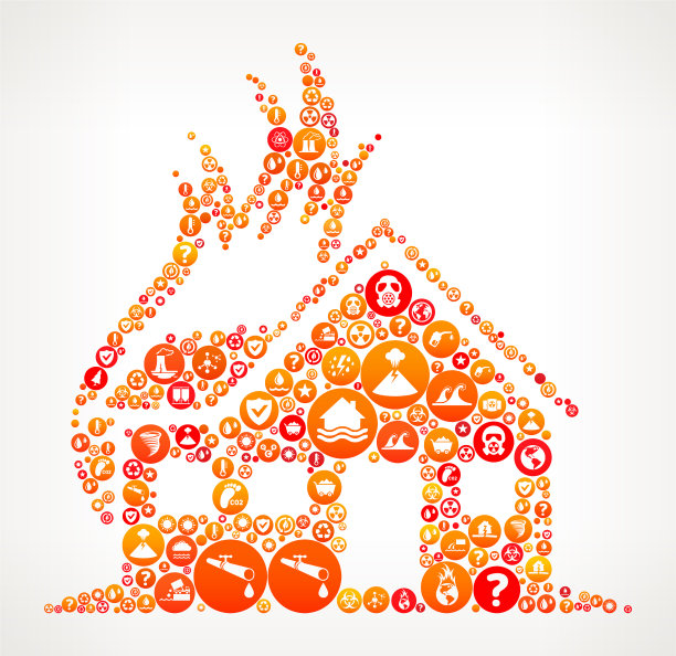 房屋火灾气候变化矢量图标图案图片下载