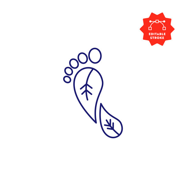 碳足迹线图标与可编辑的描边和像素完美。图片下载