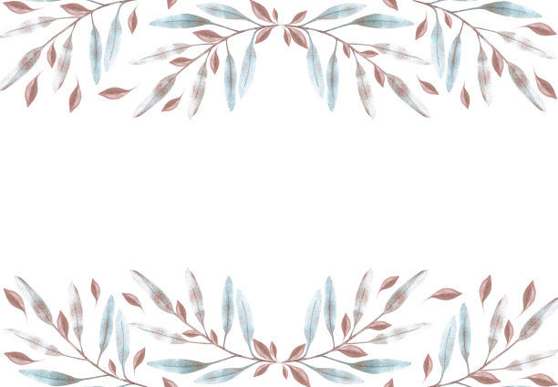 手绘水彩蓝色和铜叶框架板。孤立在白色上。可用于卡片，横幅，邀请，标签。图片下载