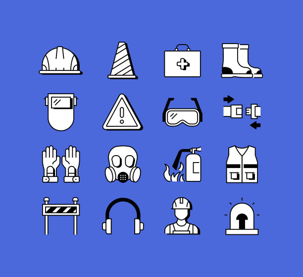 工作安全相关图标矢量集合。现代风格符号矢量插图图片下载