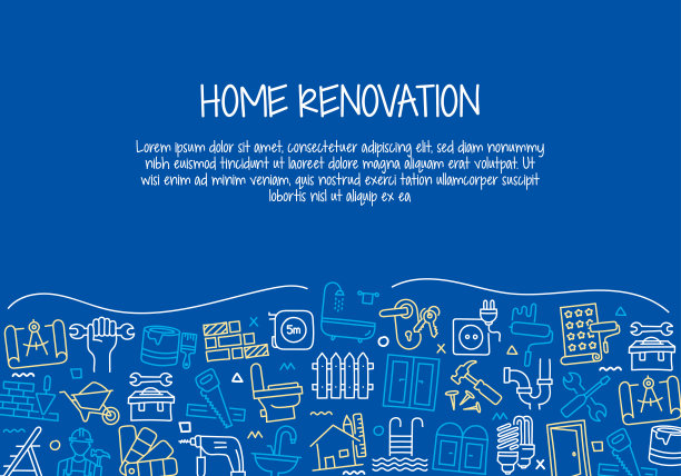 家庭装修和维修相关的手绘横幅设计矢量插图图片下载