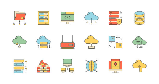 网络，技术，数据库，云，文件夹图标设计图片下载