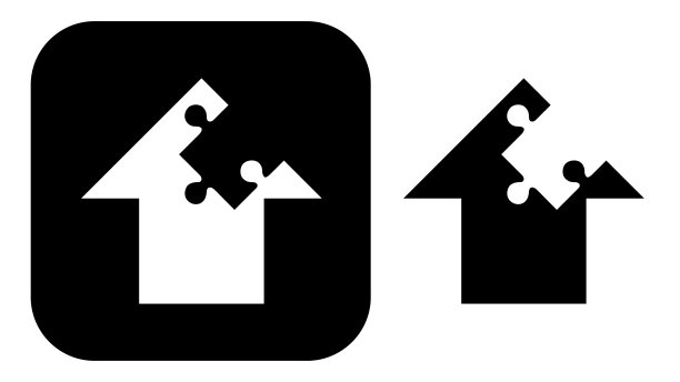 黑白箭头拼图图标图片下载