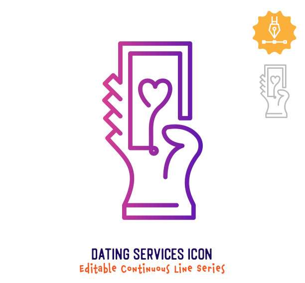 约会服务连续线可编辑笔画线图片下载