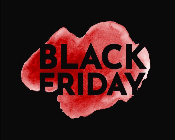 黑色星期五文字红色水彩。向量图片下载