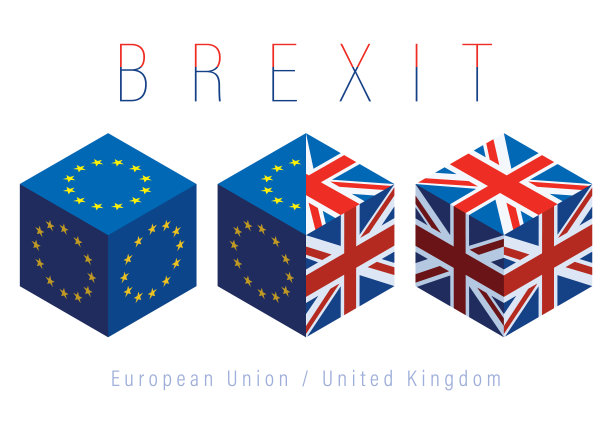 英国和欧盟旗帜立方体图片下载