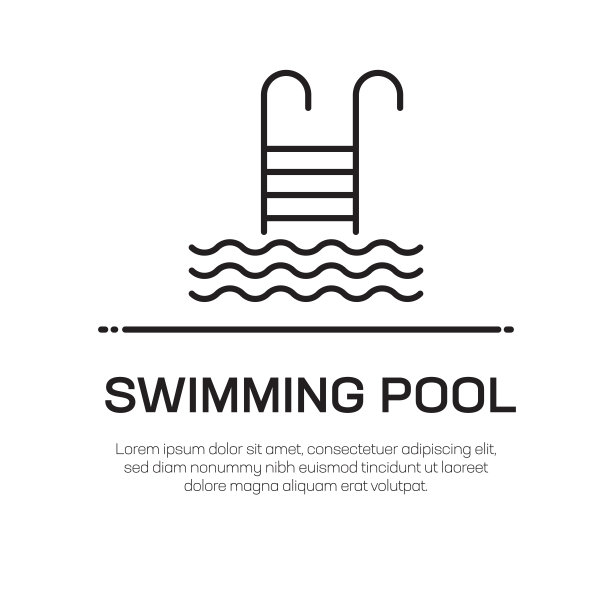 游泳池矢量线图标-简单的细线图标，优质的设计元素图片下载