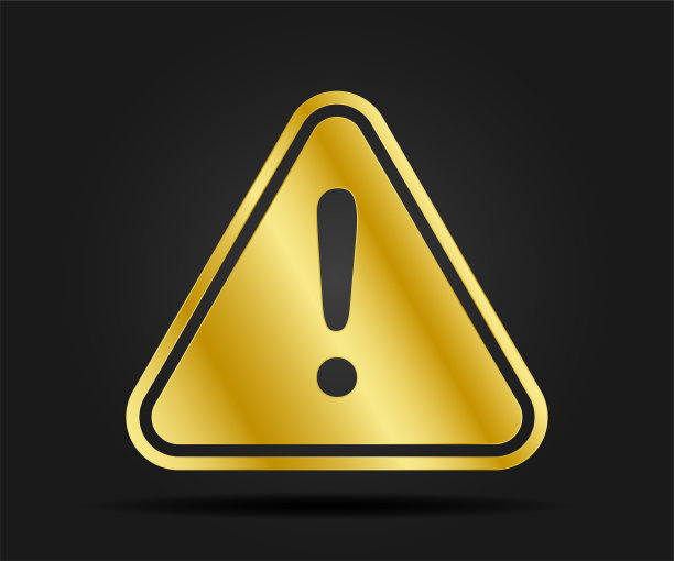 金色标志图标与感叹号。图片下载