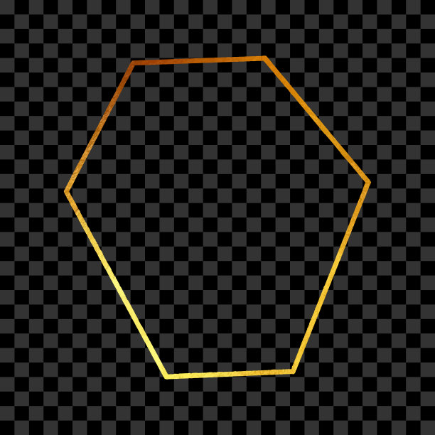六边形金箔框架孤立的背景。几何金框邀请卡模板。黄金几何多面体，线条艺术。矢量金边界设计元素的生日，新年，圣诞卡，婚礼邀请。图片下载