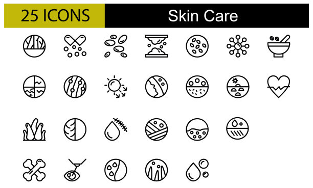 护肤线图标矢量集图片下载