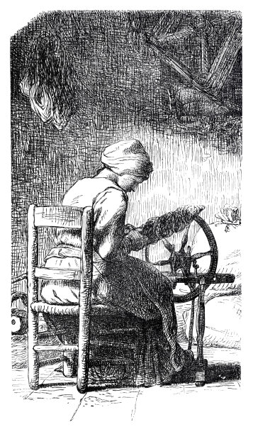 纺车边的女人用蜡笔画小米图片下载