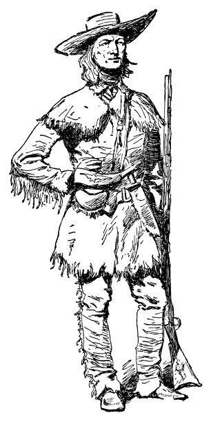 一个旧时代的猎人，画由弗雷德里克·雷明顿- 19世纪图片下载