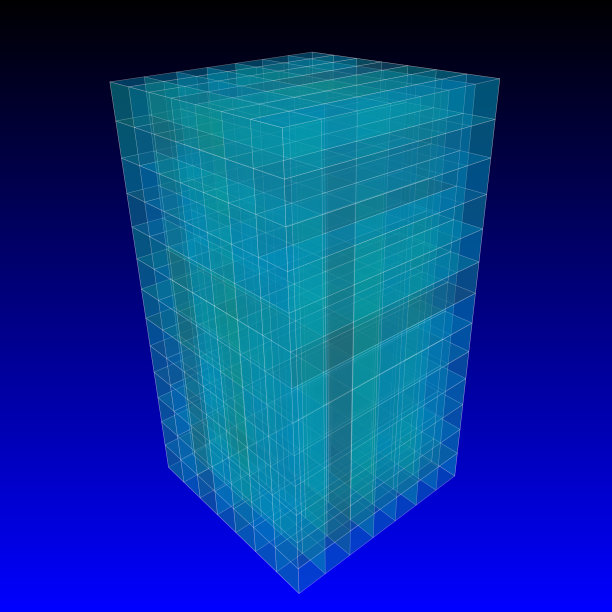 由许多玻璃表面组成的立方体。减少的观点。图片下载