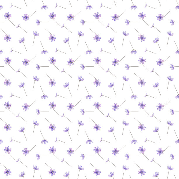 无缝图案水彩春花。斯库拉。小檗，肝草-春季初开。精致的丁香花插图。报春花，海葵。森林花苔图片下载