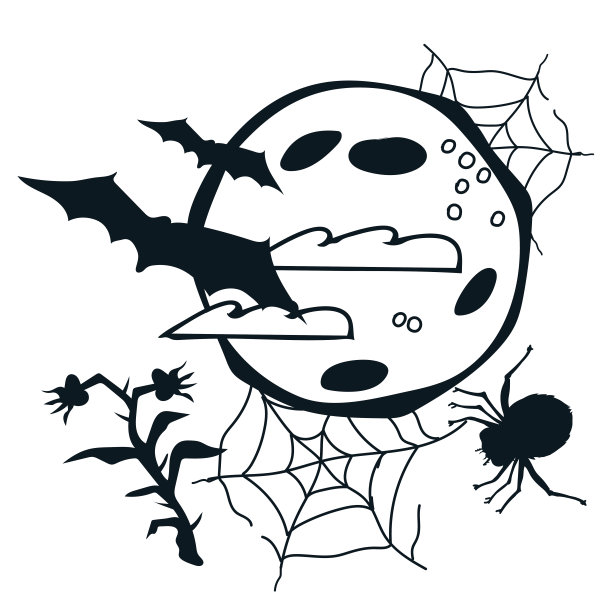 万圣节的标志，十月节日的象征和夜晚聚会的象征。万圣节设计元素。图片下载