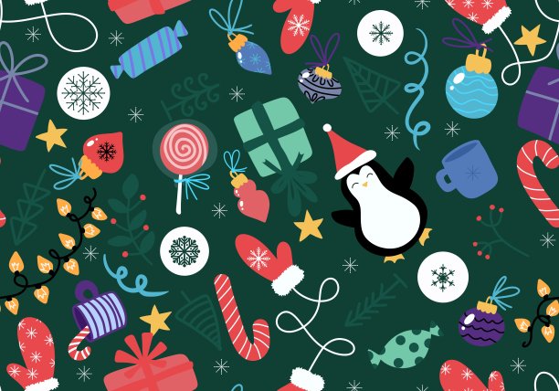 冬季圣诞无缝图案包装纸图片下载