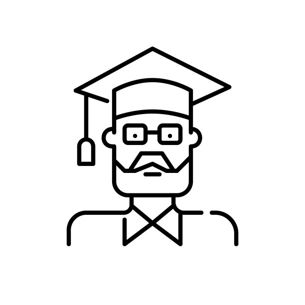 大学毕业的老人。穿着灰浆和长袍。老年人高等教育。像素完美，可编辑图片下载