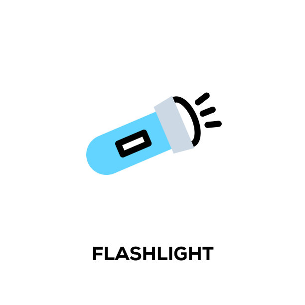 平面线条设计风格现代矢量手电筒图标图片下载