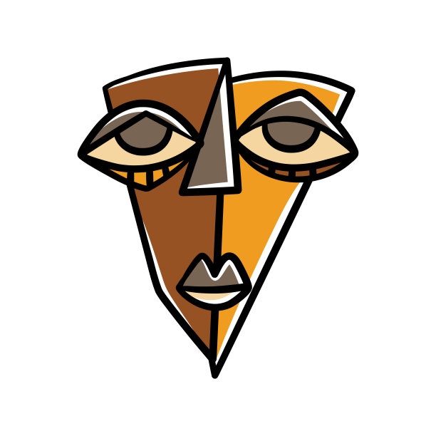 现代插图抽象的脸手绘图片下载