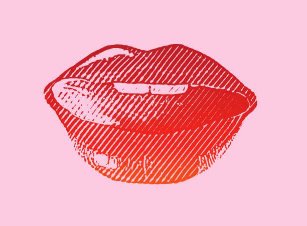 矢量雕刻的女人舔嘴唇图片下载