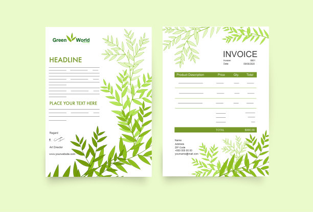 矢量生态传单，海报，小册子，杂志封面模板图片下载