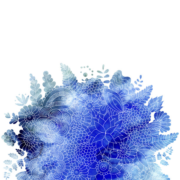 水彩蓝花图片下载