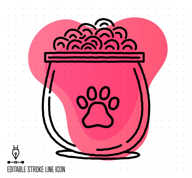 干狗粮矢量可编辑线插图图片下载