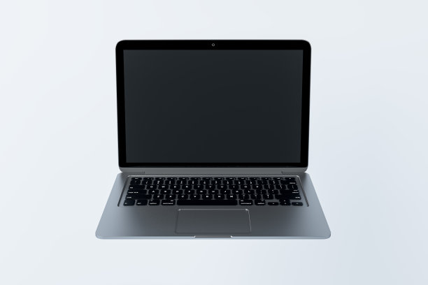 在浅色背景下空的笔记本电脑屏幕。技术，模拟场所和网络研讨会广告概念。3 d渲染。图片下载