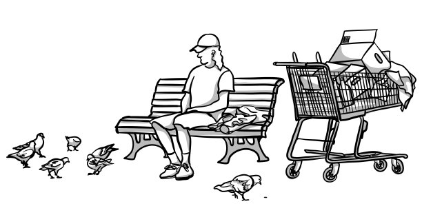 公园长椅上的流浪汉图片下载