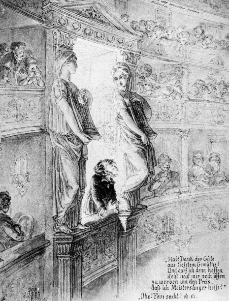 理查德·瓦格纳在《麦斯特歌手》首映式上的皇家包厢，1868年，漫画图片下载