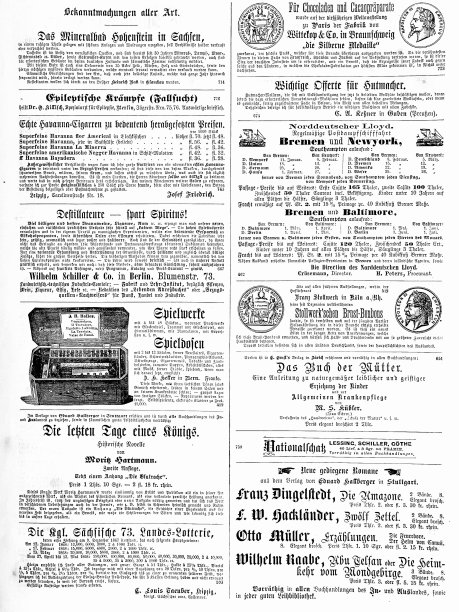 1868年德国杂志的广告页图片下载